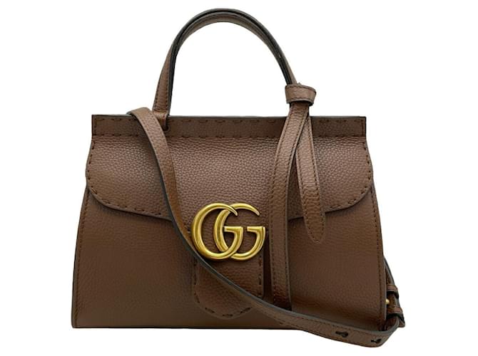 Gucci bag brown leather best sale