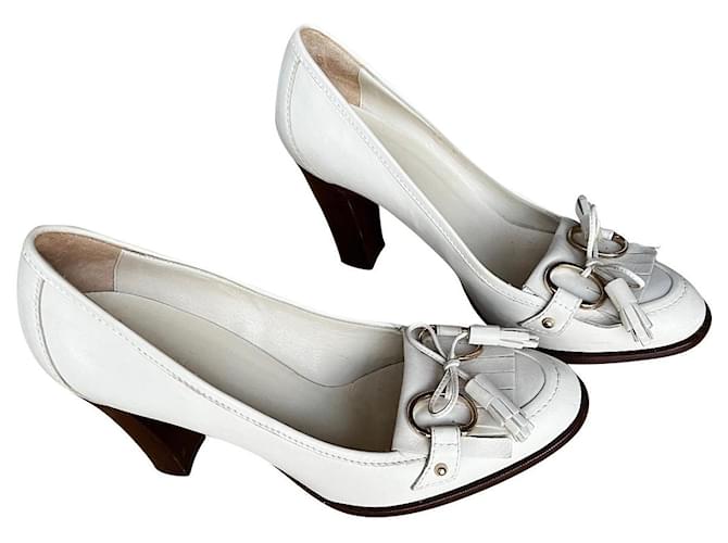 Gucci Heels White Leather  ref.777831