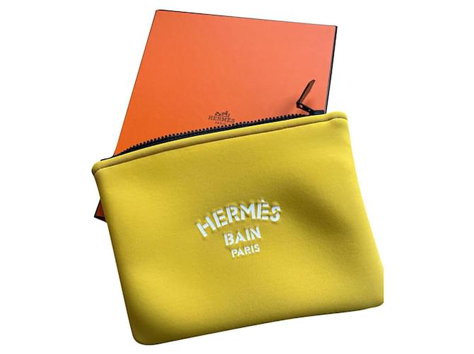 Hermès Hermes Pouch Bain new Yellow Synthetic  ref.777938