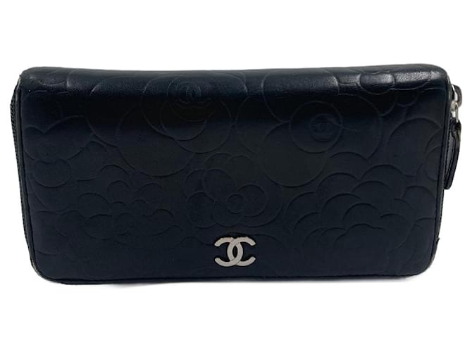 Chanel-Geldbörse aus schwarzem Lammleder  ref.777963