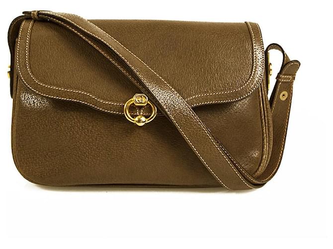 Gucci Vintage Brown Leather 2 way to carry Shoulder Flap Bag single handle.  ref.777980