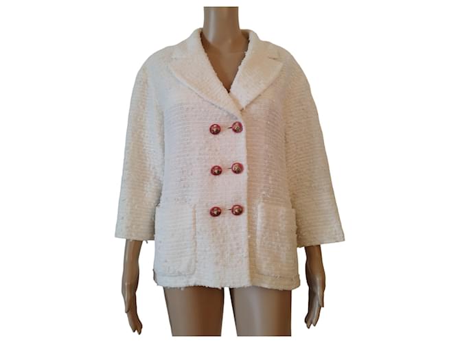 Chanel-Jacke aus weißem Tweed Baumwolle  ref.777993