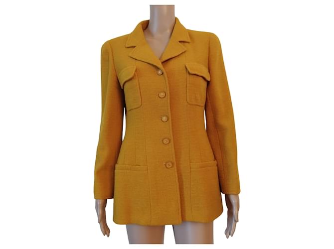 Chanel jacket in yellow wool  ref.777998