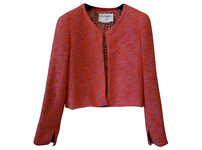 Chanel Jackets Pink Orange Polyester Acrylic  ref.778010