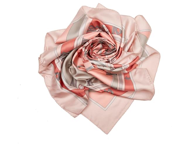 Hermès Pañuelo de seda rosa Hermes Mecanique du Temps Paño  ref.778021