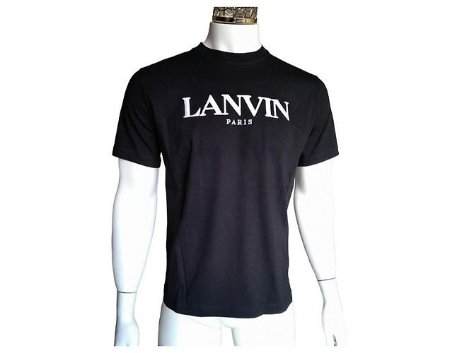 Camiseta Lanvin bordada de algodón negro