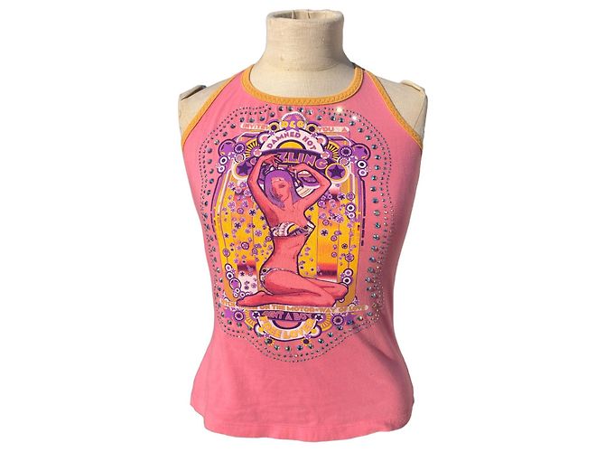Dolce & Gabbana D & G Rare Edition Top com diamantes Swarovski Rosa Roxo Amarelo