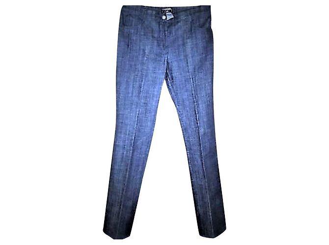 Cambon Vaqueros Chanel azules de algodón de corte recto 