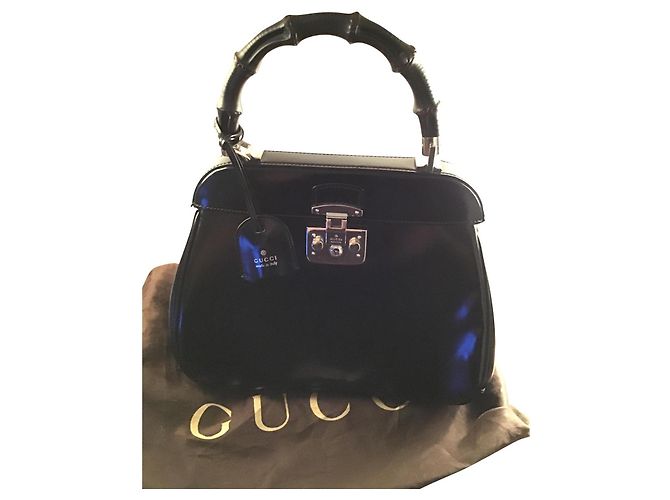 Gucci Handtasche Bamboo Padlock Leder Schwarz