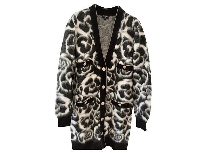 Chanel FW20/21 ALPAKAMANTEL/STRICKWARE/JACKE Schwarz Weiß