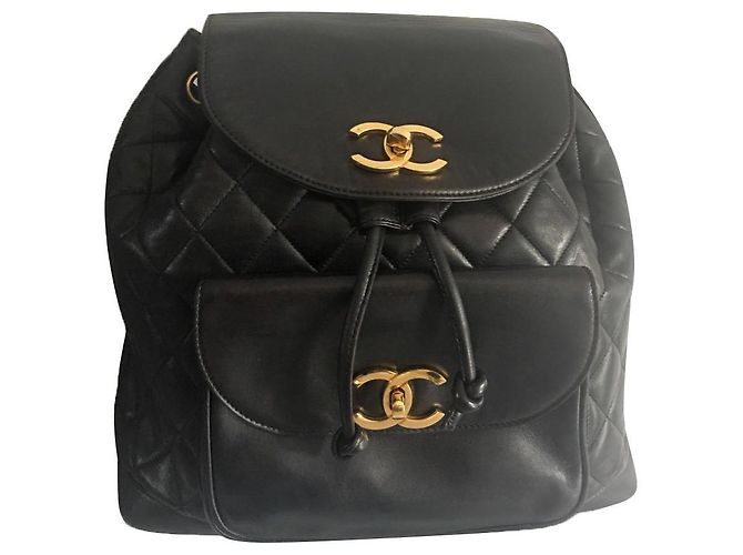 Chanel Black Leather Backpack