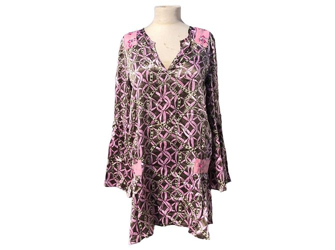 Autre Marque Kleid aus Seide von Custo Pink Hellbraun