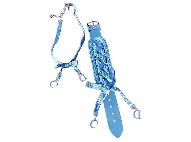 Christian Dior Girocollo e bracciale vintage Dior Blu Silver hardware