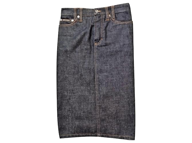 DOLCE & GABBANA SKIRT SKIRT COUTURE PENCIL BIFACE JEANS WOOL W26 OR T 34 Navy blue  ref.778338