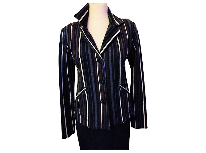 Autre Marque AGNES B TRENDIGE JACKE BAYADERE WOLLE T2 ODER T 40 Mehrfarben