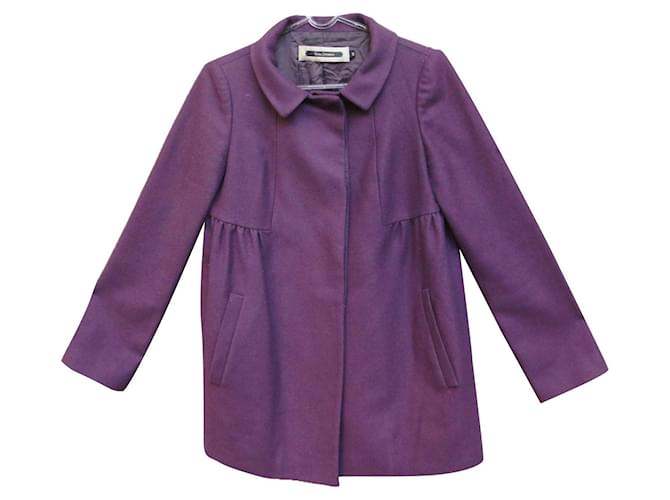 short coat Tara Jarmon size 38 Dark purple Wool  ref.778345