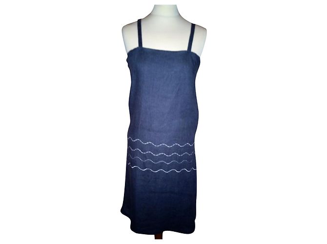 Agnès b. AGNES B GEWELLTES LEINENKLEID KLEID T 36 Anthrazitgrau