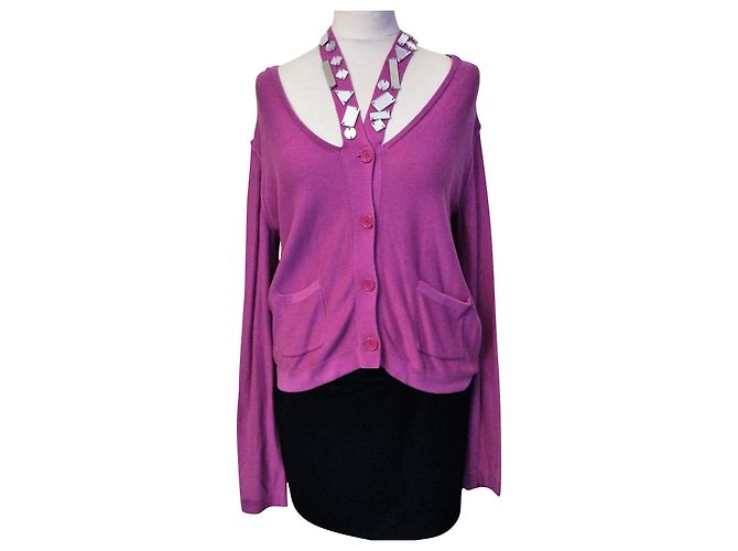 SONIA RYKIEL PULLOVER WESTE POP-KRAGEN GLASSTREIFEN T 42/46 Pink