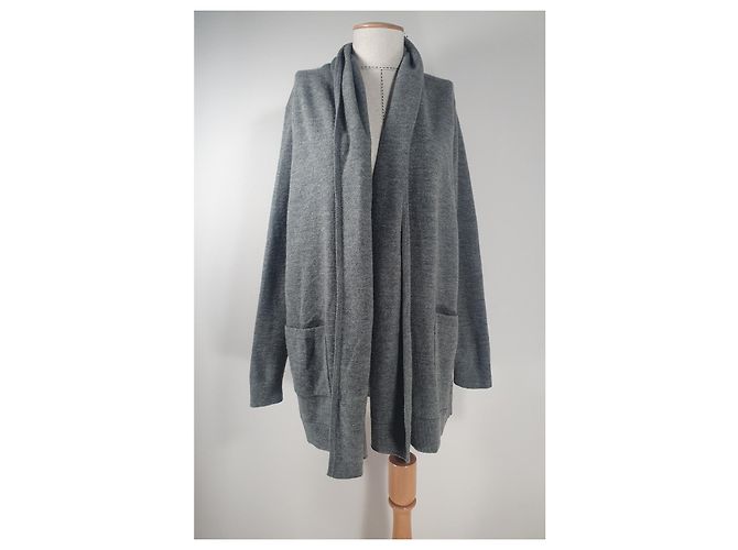 Ralph Lauren Strickjacke Grau Wolle Größe L