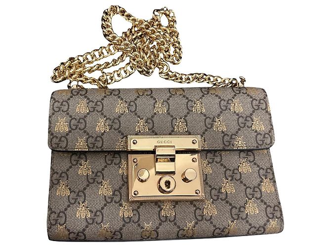 Bolsa Gucci Padlock GG Supreme Bee Bege