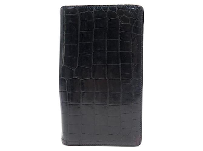 Hermès VINTAGE COVER AGENDA HERMES SIMPLE VISION BLACK CROCODILE LEATHER DIARY COVER Exotic leather  ref.778546