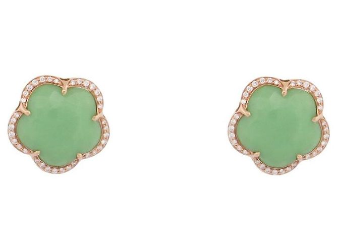 NEUF BOUCLES D'OREILLES PASQUALE BRUNI BON TON OR ROSE CHRYSOPRASE DIAMANT