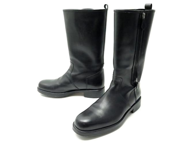 Hermès HERMES SHOES LODGE BOOTS 40.5 IT 41.5 FR IN BLACK LEATHER LEATHER BOOTS  ref.778644
