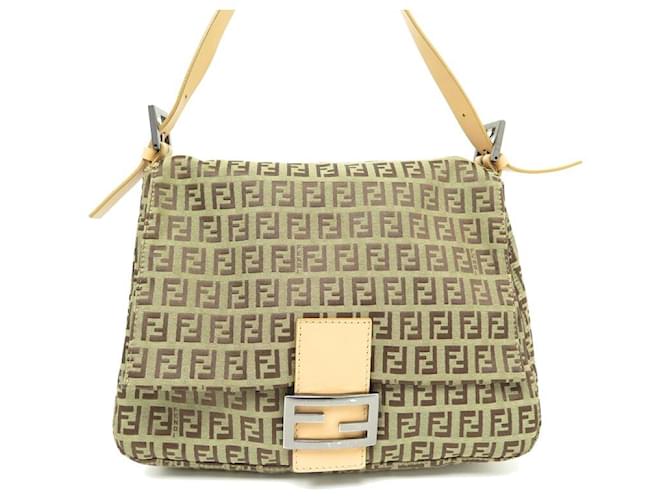 Fendi handbag 8BR001 ZUCCHINO MAMMA BAGUETTE CANVAS MONOGRAM HAND BAG Brown Cloth  ref.778684