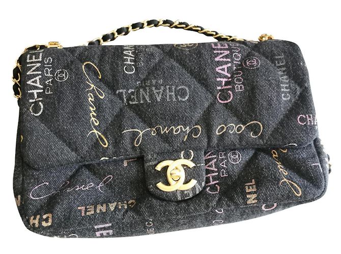 Timeless Chanel Bolsa jeans Preto