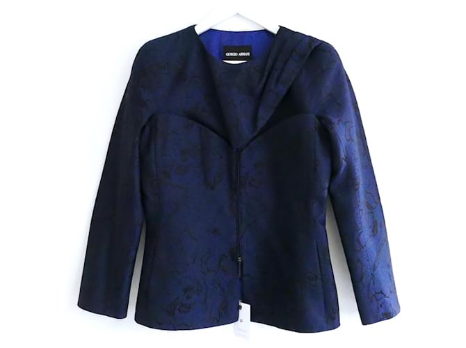 Giorgio Armani silk brocade corset jacket Black Navy blue  ref.778940