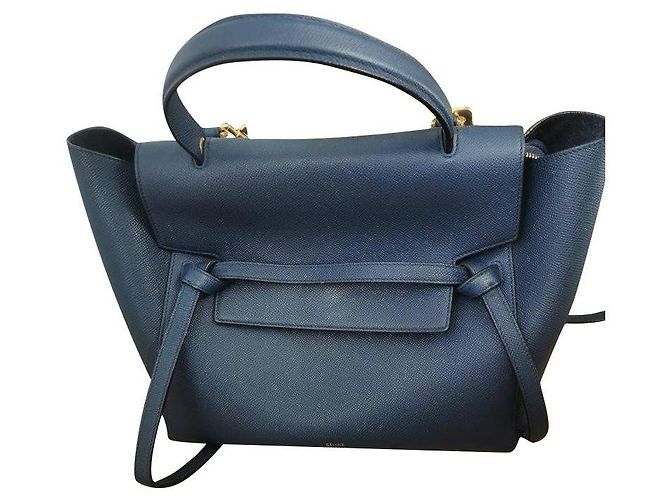 Belt Bag Mini bolsa Céline Belt azul marinho couro granulado