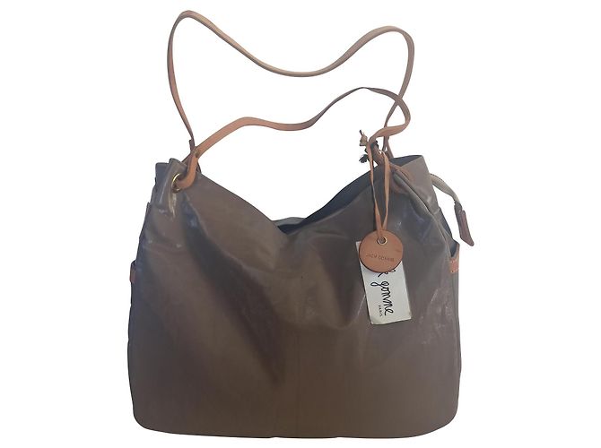 Autre Marque Bolsa tote Jack Levant Ligne Light bege de linho e couro