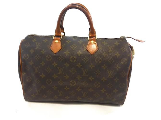 Louis Vuitton Speedy 35 monogram Brown Leather  ref.779545