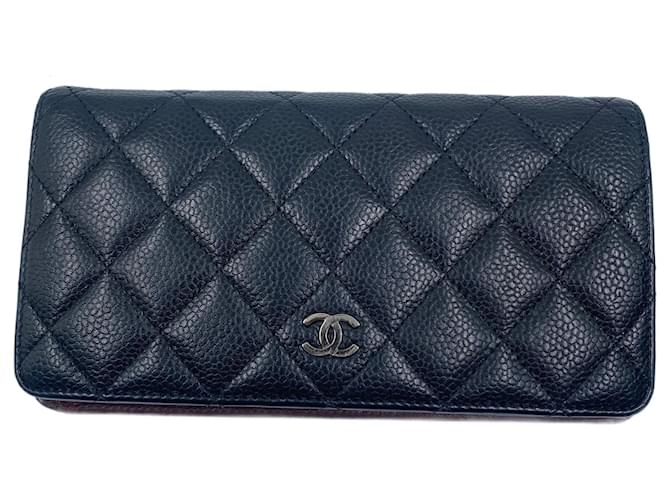 Chanel-Geldbörse aus schwarzem Lammleder  ref.779578