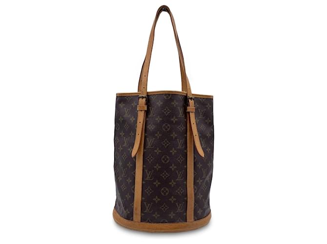Bucket Louis Vuitton Tote per borsa della spesa GM con secchiello in tela monogramma vintage Marrone  ref.779750