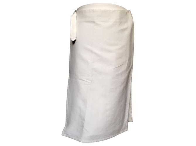Hermès wrap skirt in white cotton   ref.779941