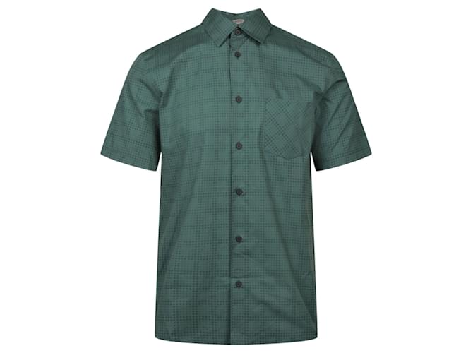 Bottega Veneta Short Sleeve Button Up Shirt Green Cotton  ref.779966