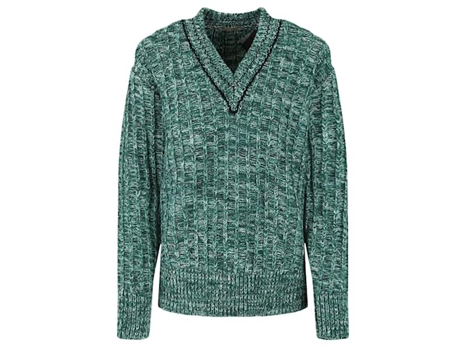 Suéter de punto con cuello en V de Bottega Veneta Verde  ref.779967