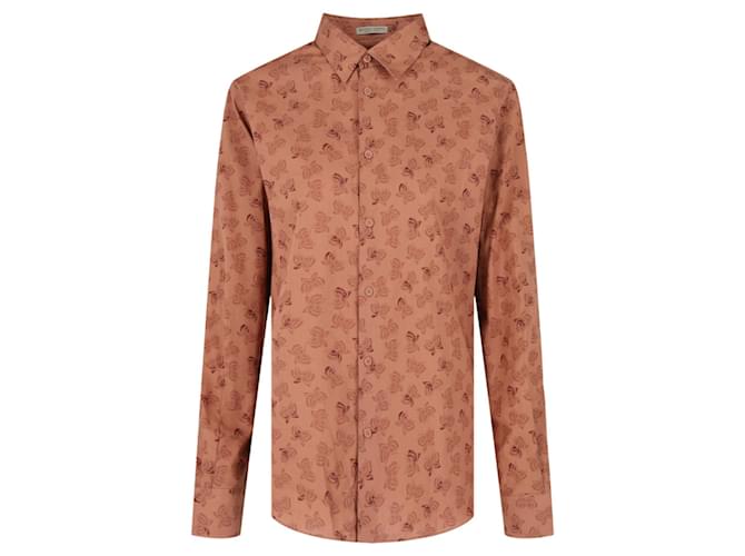 Bottega Veneta Button-Up-Hemd mit Schmetterlings-Print Pink Baumwolle  ref.779992