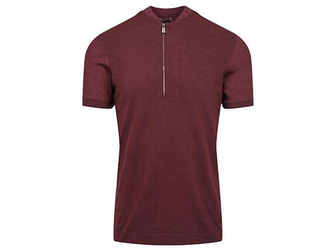 Bottega Veneta Quarter Zip Shirt Red Cotton  ref.780044