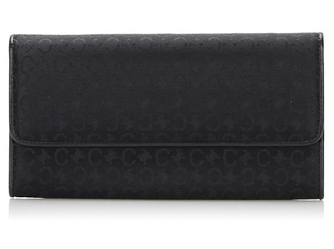 Céline C Macadam Canvas Flap Wallet CE00/22 Black Cloth  ref.780046