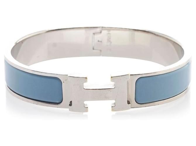 Hermès Klicken Sie auf das H-Armband Blau Emaille  ref.780072
