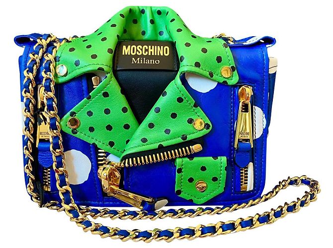 Bolsa Biker Moschino Couture em Couro Napa