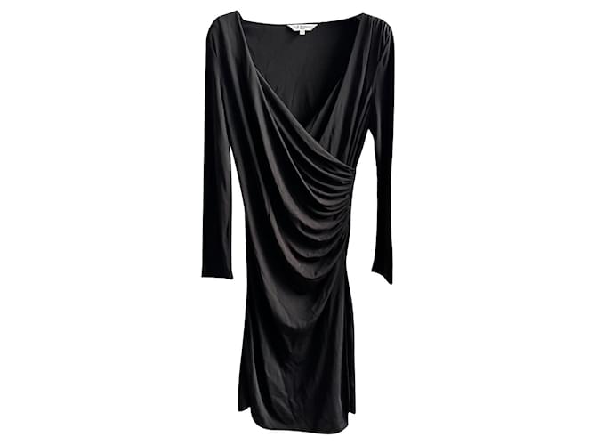 Lk Bennett Black draped viscose dress  ref.780536