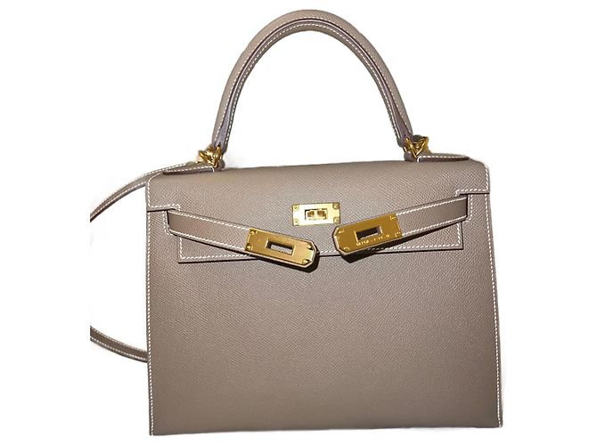 Hermès Kelly 28 epsom scellier Beige Gris Marron clair