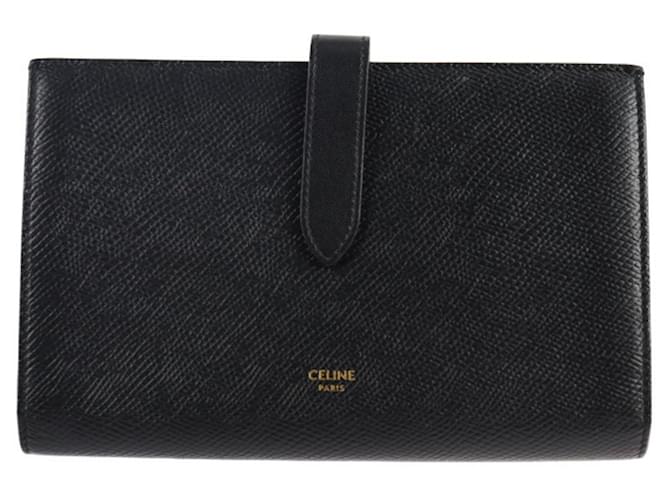 Céline Portefeuille Veau Black Leather  ref.780666