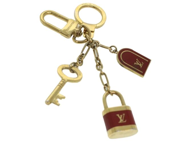 LOUIS VUITTON Porte Clés Cadena Charm Gold Tone Red M60073 LV Auth e3279 Métal Rouge  ref.780759