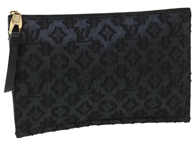 LOUIS VUITTON Monogram Jaguar pochette flat zip Clutch Bag Black M40836 BS3736 Silk  ref.780762