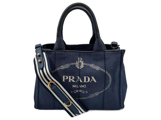Tote Blaue Canapa-Tasche von Prada aus Segeltuch Leinwand  ref.780791
