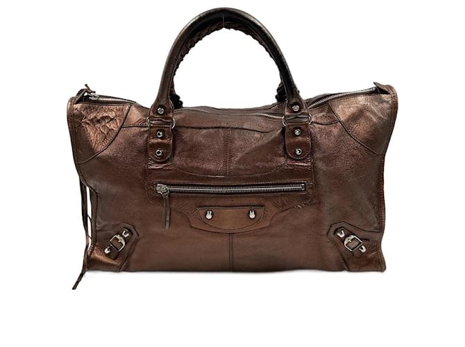 Brown Metallic Leather Balenciaga Work  ref.780795